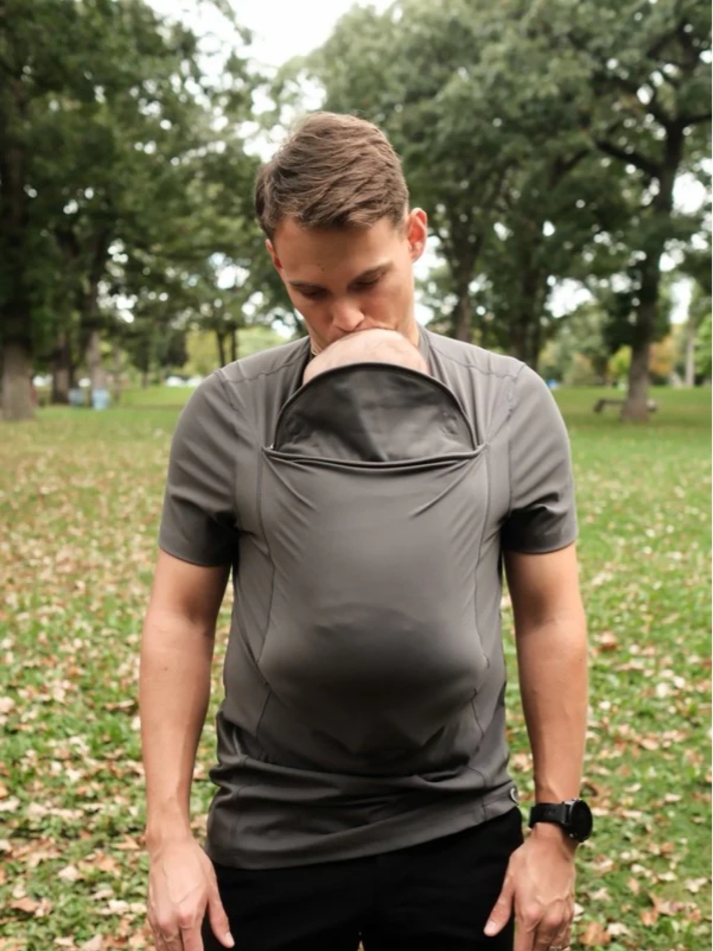 Lalabu Dad Babywearing Hoodie Carrier Grey large
